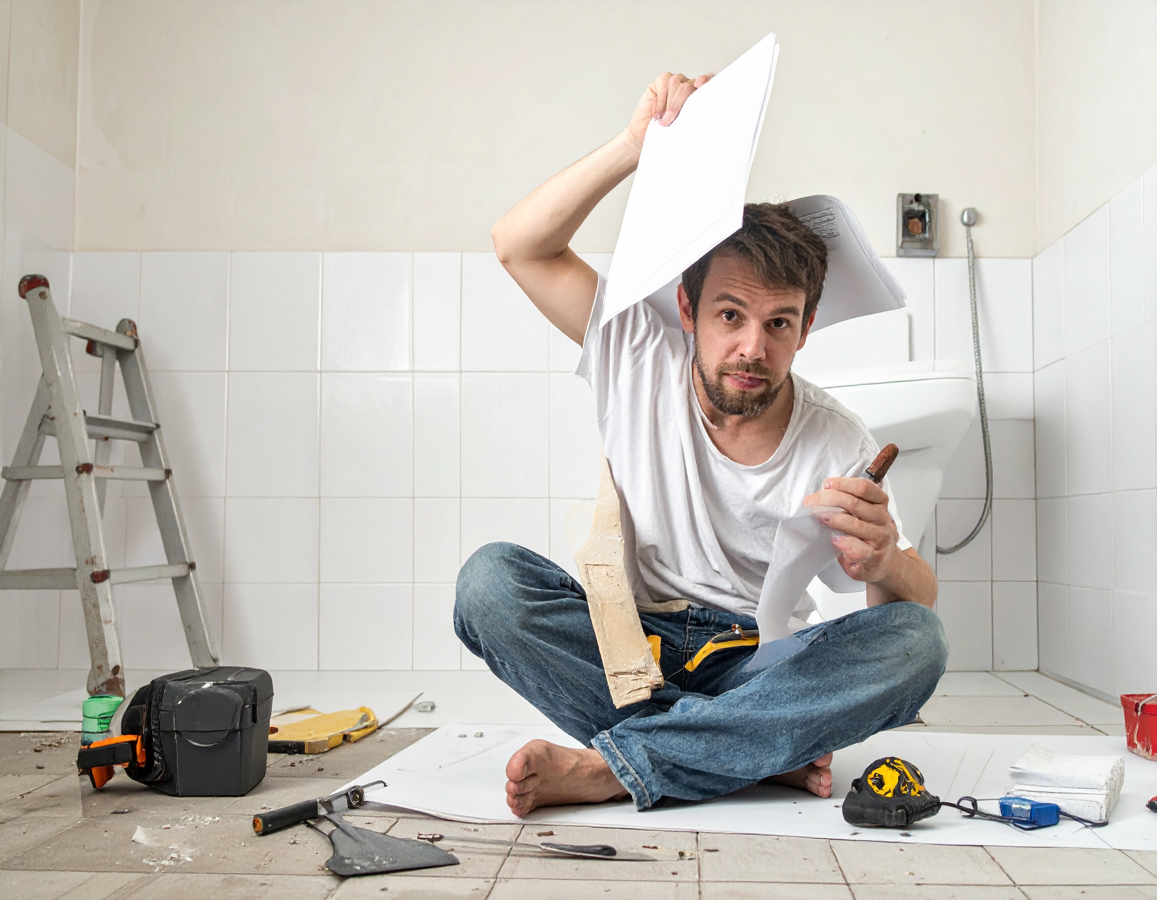 half-finished bathroom