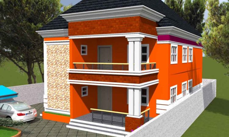 Nigeria house plan 3 bedroom flats up and down