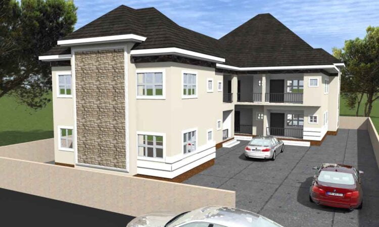 House plan 2 bedroom and 1 bedroom units apartment