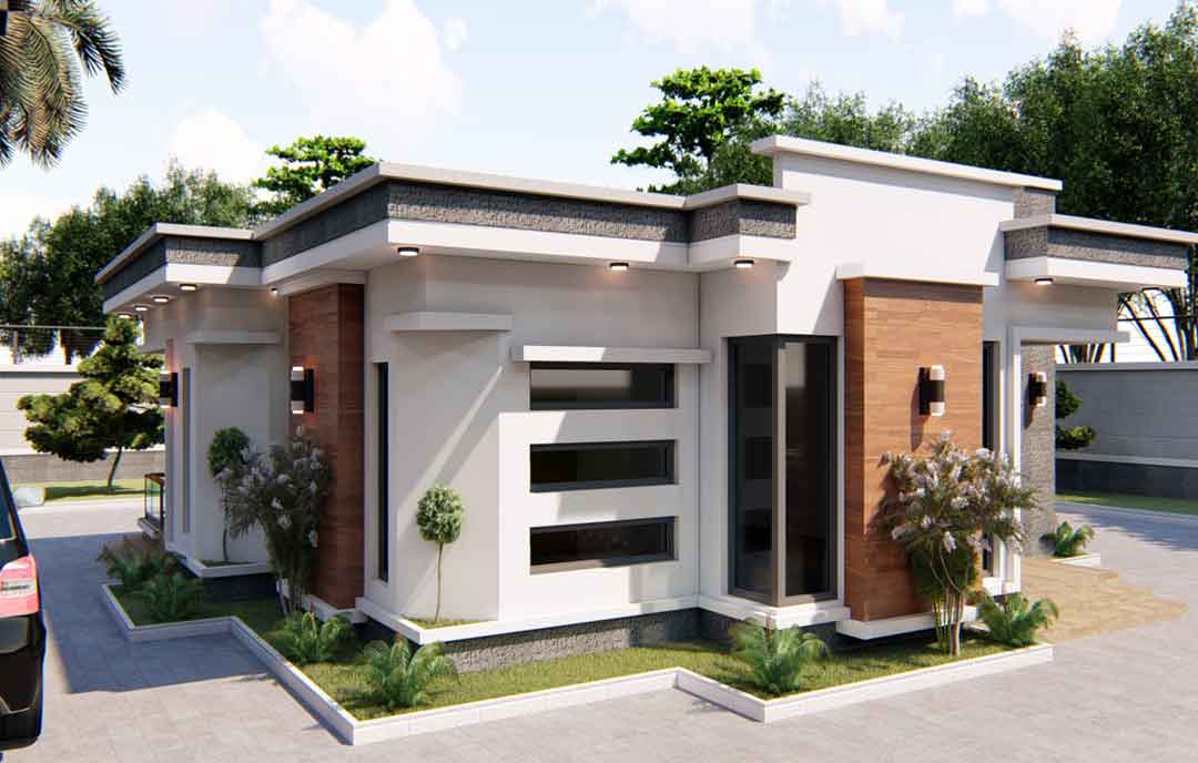 Modern 2 Bedroom House Plans In Nigeria - Garage and Bedroom Image